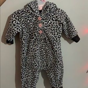 Infant grey Cheetah print one piece